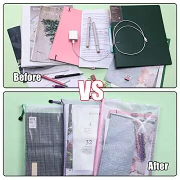 EOOUT 36pcs Mesh Zipper Pouches for Organizing, Zipper Bags, 16x11 Inches Large Puzzle Bags, 12 Colors Storage Bag Zipper File Bags for Office Supplies