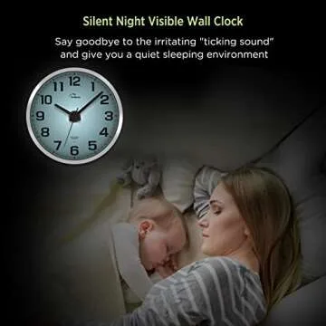 WallarGe Night Light Wall Clock for Bedroom - Silent Lighted up Wall Clock Glow in The Dark, Battery Operated Wall Clocks for Living Room/Kitchen, Easy to Read Large Digital Display, 12 Inch