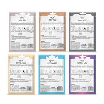 Epielle Character Sheet Masks | Animal Spa Mask, 12-Pack | For All Skin Types | Ideal Spa Gifts, Bir...