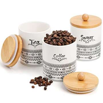 Bekith Ceramic Canister Set for Kitchen Counter Storage