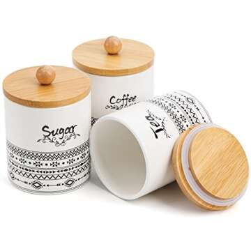 Bekith Ceramic Canister Set for Kitchen Counter Storage