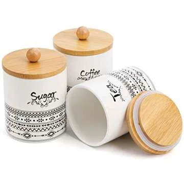 Bekith Ceramic Canister Set for Kitchen Counter Storage