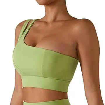 ABOCIW Sports Bras for Women Sexy Cutout Strap One Shoulder Workout Yoga Bra with Removable Pad Medi...