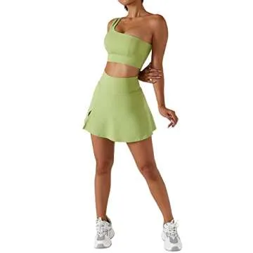 ABOCIW Sports Bras for Women Sexy Cutout Strap One Shoulder Workout Yoga Bra with Removable Pad Medium Support Athletic Gym Workout Crop Tank Tops Green Small