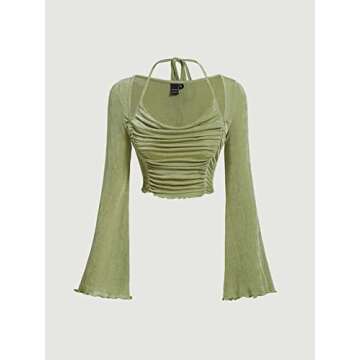 Y2K Halter Crop Top with Ruched Detail and Tie Back