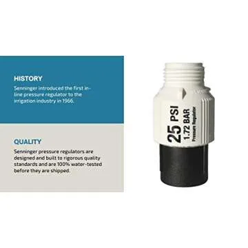 Senninger Pressure Regulator 25 PSI 3/4" Hose Thread Drip Irrigation Pressure Reducer Low Flow Valve - Landscape Grade High Performance White