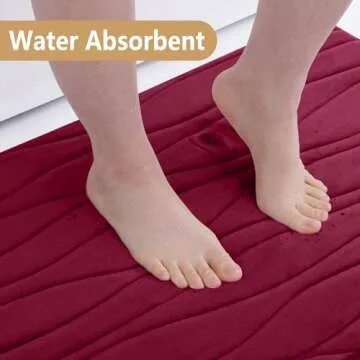 Buganda Memory Foam Bathroom Rug Mat 30x20, Extra Soft and Absorbent Bath Mats, Non-Slip and Machine Washable Bath Rugs for Bathroom Floor,Tub and Shower, Burgundy