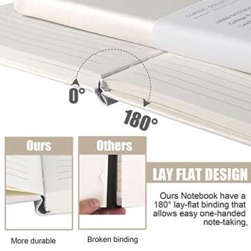 EMOMAS Lined Journal Notebook, (White), 160 Pages, Medium 5.7 inches x 8 inches - 100 gsm Thick Paper, Hardcover