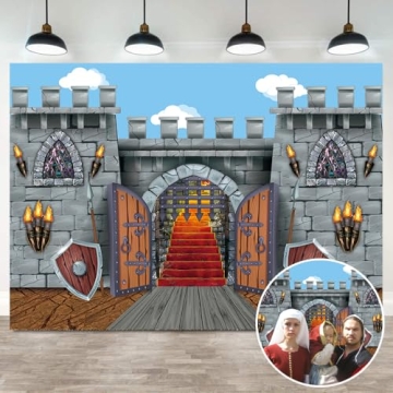 7x5ft Medieval Party Backdrop - Castle Wall Photography Prop for Kids' Parties