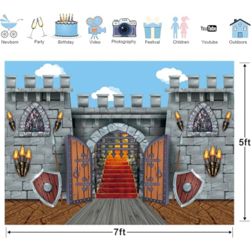 7x5ft Medieval Party Backdrop for Themed Celebrations