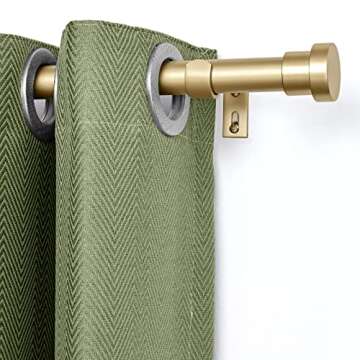 Briofox gold Curtain Rods for Windows 28 To 48 Inch, 1 Inch Heavy Duty Adjustable Curtain Rod With M...