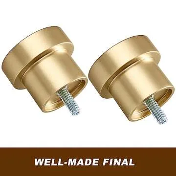 Briofox gold Curtain Rods for Windows 28 To 48 Inch, 1 Inch Heavy Duty Adjustable Curtain Rod With Modern Decorative End Cap Finials WIth Brackets【NOT TENSION ROD】