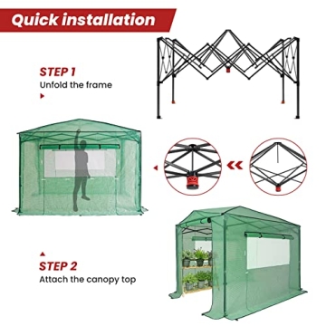 OUTFINE 8'x12' Portable Greenhouse, Easy Setup & Durable