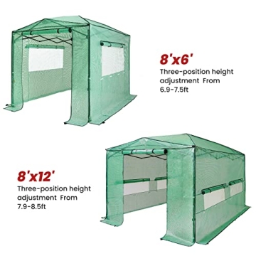 OUTFINE 8'x12' Portable Greenhouse, Easy Setup & Durable