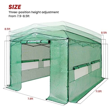 OUTFINE 8'x12' Portable Greenhouse, Easy Setup & Durable