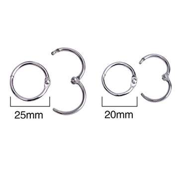 Outus 1 Inch and 0.75 Inch Book Rings Loose Leaf Binder Rings, Silver, 100 Pieces