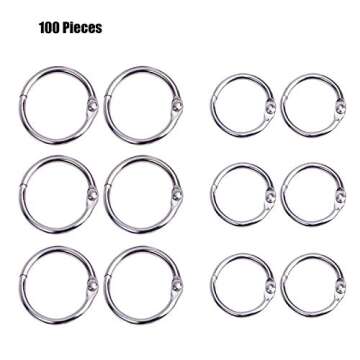 Outus 1 Inch and 0.75 Inch Book Rings Loose Leaf Binder Rings, Silver, 100 Pieces
