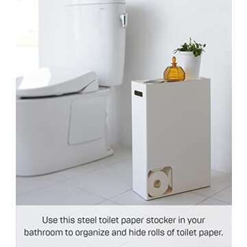 Yamazaki Home Toilet Paper Stocker - Bathroom Storage Organizer Dispenser Not for Jumbo Rolls Steel ...