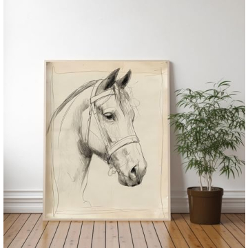 Art Print Horse Sketch Wall Decor - Minimalistic Vintage Art (12" x 16" unframed)