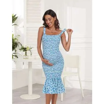 Stylish Summer Floral Maternity Dress for Baby Showers