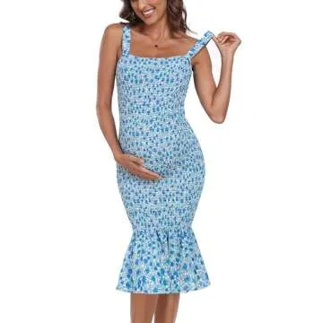 Stylish Summer Floral Maternity Dress for Baby Showers