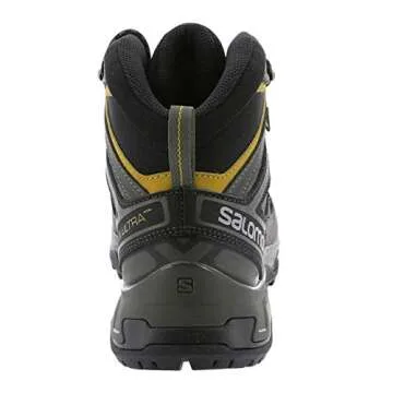 Salomon X Ultra 3 MID Gore-TEX Hiking Boots for Men, Castor Gray/Black/Green Sulphur, 11