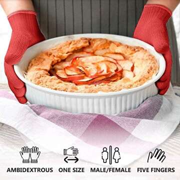 Killer's Instinct Outdoors 1 Pair Heat Resistant Gloves Oven Gloves Heat Resistant with Fingers Red Mitts Kitchen Pot Holders Cotton Mitts Red Kitchen Holders Double Set