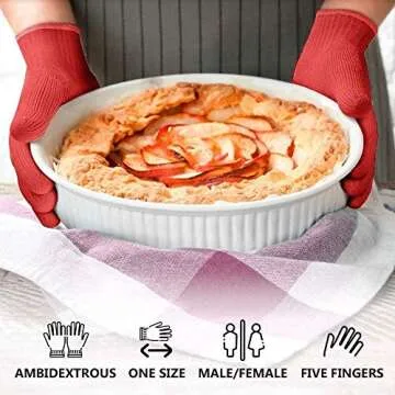 Killer's Instinct Outdoors 1 Pair Heat Resistant Gloves Oven Gloves Heat Resistant with Fingers Red Mitts Kitchen Pot Holders Cotton Mitts Red Kitchen Holders Double Set