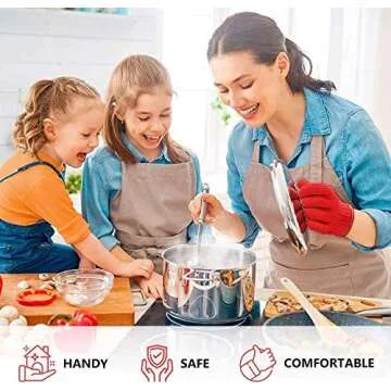 Killer's Instinct Outdoors 1 Pair Heat Resistant Gloves Oven Gloves Heat Resistant with Fingers Red Mitts Kitchen Pot Holders Cotton Mitts Red Kitchen Holders Double Set