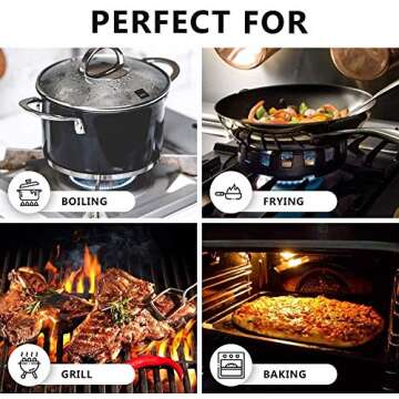 Killer's Instinct Outdoors 1 Pair Heat Resistant Gloves Oven Gloves Heat Resistant with Fingers Red Mitts Kitchen Pot Holders Cotton Mitts Red Kitchen Holders Double Set