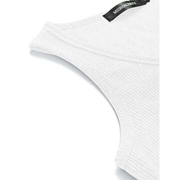 MEROKEETY Women's 2024 Casual Tank Tops Summer Solid Color Ribbed Sleeveless Basic Shirts, White, L