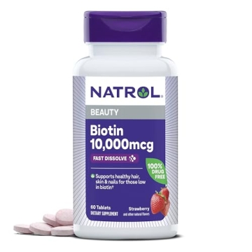 Natrol Beauty Biotin 10000mcg, Dietary Supplement for Healthy Hair, Skin, Nails and Energy Metabolis...