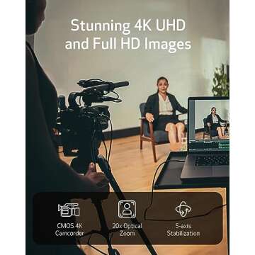 Canon XA60 Professional 4K Camcorder with 20x Zoom