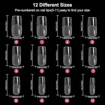 AORAEM Square Nail Tips 120 PCS Artificial Full Cover Soft Clear Gel Tips 12 Sizes Sharp False Nails with Box for Home DIY Nail Salon