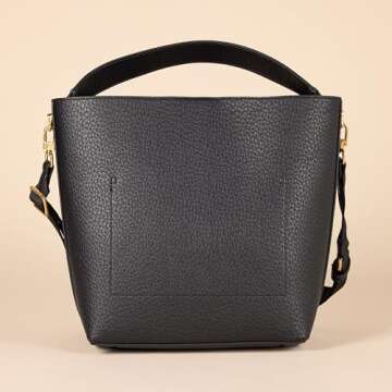 Amazon Essentials Women's Soft Bucket Bag, Black, One Size