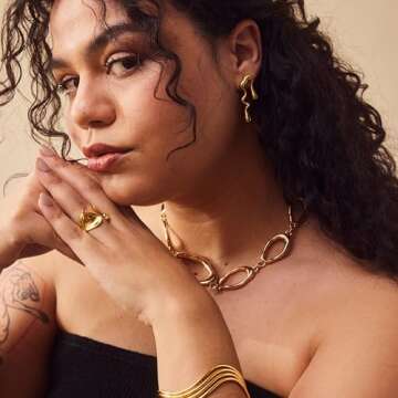 Rocksbox Joni Statement Chain Necklace in Gold - Chunky Chain Necklace for Women - 14k Gold Plating - Premium Quality Jewelry - 17" with Extender