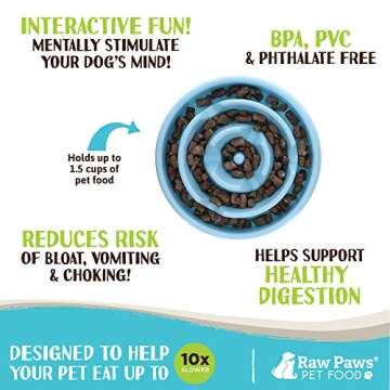 Raw Paws Slow Feeder Bowl, 1 ct - Slow Feeder Dog Bowls Large Breed to Small Breed - Slow Water Bowl for Dogs - Dog Slow Feeder Bowl for Fast Eaters - Puppy Slow Feeder Bowl - Slow Eating Dog Bowl