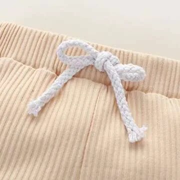 2PCS Newborn Baby Girl Clothes Infant Baby Ribbed Sleeveless Romper Shorts Outfits Sets Beige