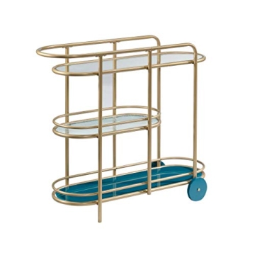 Stylish Sauder Coral Cape Bar Cart with Glass Shelves