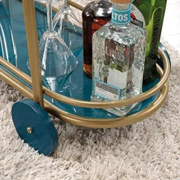 Stylish Sauder Coral Cape Bar Cart with Glass Shelves