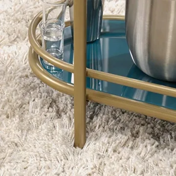 Stylish Sauder Coral Cape Bar Cart with Glass Shelves