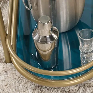 Stylish Sauder Coral Cape Bar Cart with Glass Shelves