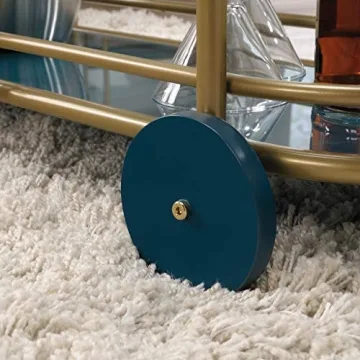 Stylish Sauder Coral Cape Bar Cart with Glass Shelves