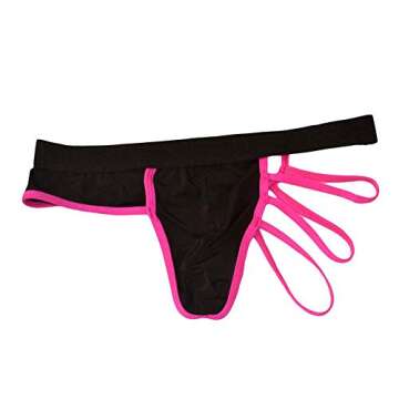 JEERLEEP Men's Pink Sexy Thongs G-Strings Underwear