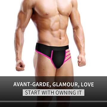 JEERLEEP Men's Pink Sexy Thongs G-Strings Underwear