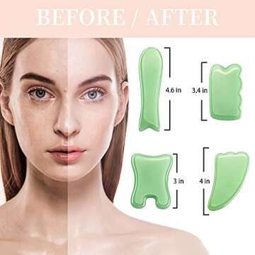 Clearance 4 Pack Jade Gua Sha Tool Set Scraping Board for Face Stone Gua Sha Facial Tool for Back, A...