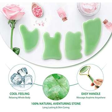 Premium 4 Pack Jade Gua Sha Tool Set – Facial & Body Massage