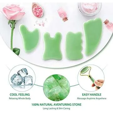 Premium 4 Pack Jade Gua Sha Tool Set – Facial & Body Massage