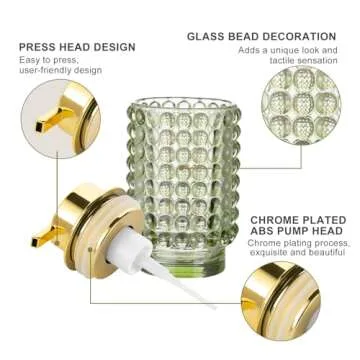 LEICURACE Glass Foaming Hand Soap Dispenser Foaming Soap Dispenser for Bathroom Decor Soap Dispenser with Pump（Foam Type/Green）