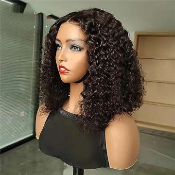 ISEE Hair Wear and Go Glueless Wigs Bob Wigs Human Hair Pre Plucked Water Wave Lace Front Wigs Human Hair Upgraded No Glue Transparent Lace Closure Wigs Human Hair for Women Natural Black 14 Inch